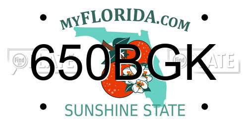 650BGK Florida License Plate