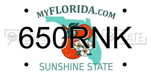 650RNK Florida License Plate