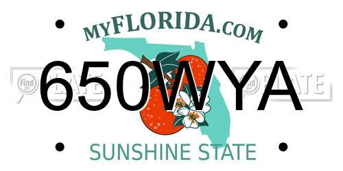 650WYA Florida License Plate