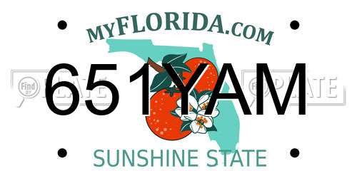 651YAM Florida License Plate