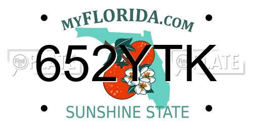 652YTK Florida License Plate