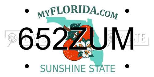 652ZUM Florida License Plate