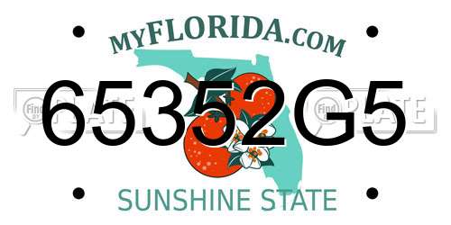 65352G5 Florida License Plate