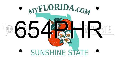 654PHR Florida License Plate