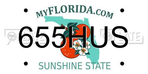 655HUS Florida License Plate