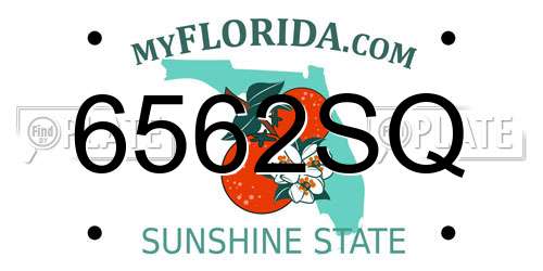 6562SQ Florida License Plate