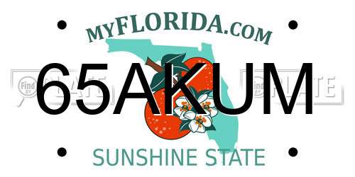 65AKUM Florida License Plate