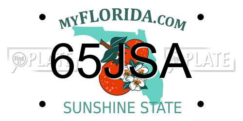 65JSA Florida License Plate