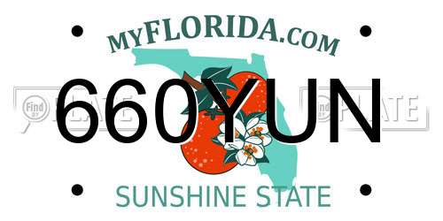 660YUN Florida License Plate