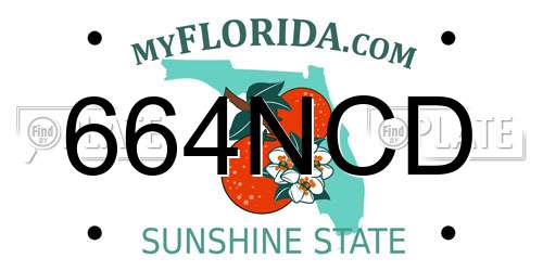 664NCD Florida License Plate