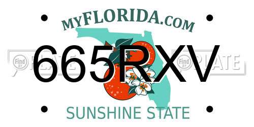 665RXV Florida License Plate