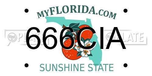 666CIA Florida License Plate
