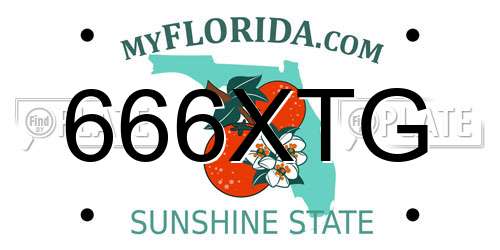 666XTG Florida License Plate