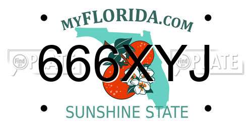 666XYJ Florida License Plate