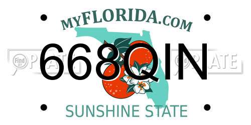 668QIN Florida License Plate