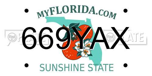 669YAX Florida License Plate