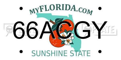66ACGY Florida License Plate
