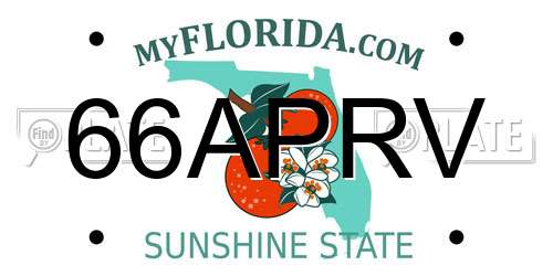 66APRV Florida License Plate