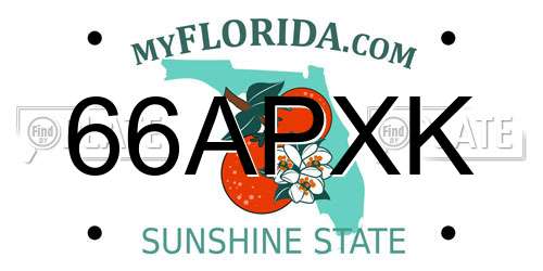 66APXK Florida License Plate