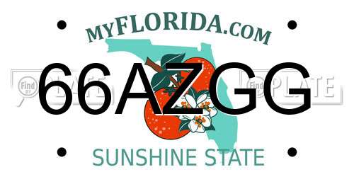 66AZGG Florida License Plate