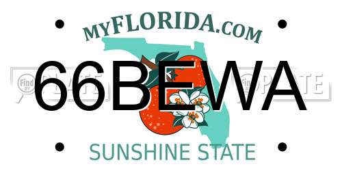 66BEWA Florida License Plate