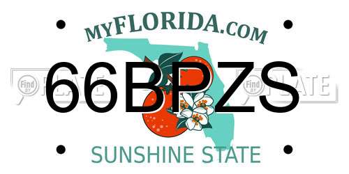 66BPZS Florida License Plate