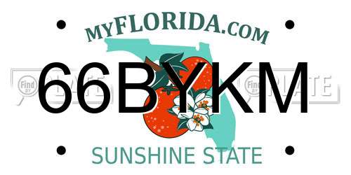 66BYKM Florida License Plate