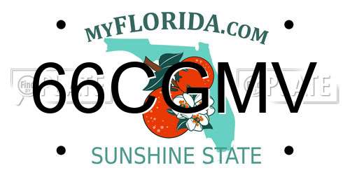 66CGMV Florida License Plate
