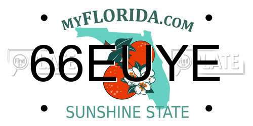 66EUYE Florida License Plate