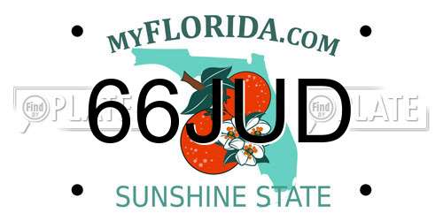 66JUD Florida License Plate