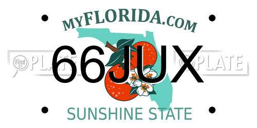 66JUX Florida License Plate