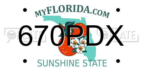 670PDX Florida License Plate
