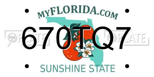 670TQ7 Florida License Plate