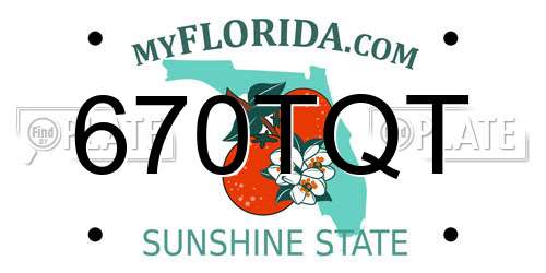 670TQT Florida License Plate