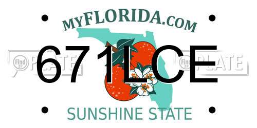 671LCE Florida License Plate