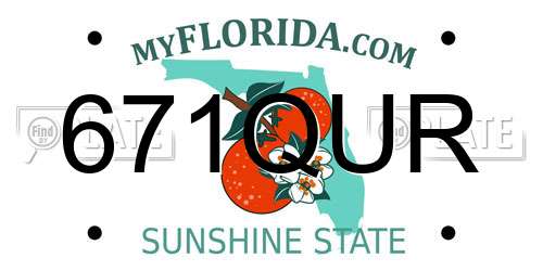 671QUR Florida License Plate