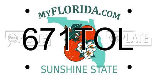 671TOL Florida License Plate