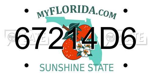 67214D6 Florida License Plate