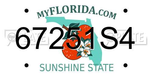 67251S4 Florida License Plate