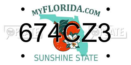 674CZ3 Florida License Plate