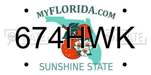 674HWK Florida License Plate