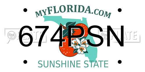 674PSN Florida License Plate