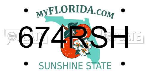 674RSH Florida License Plate