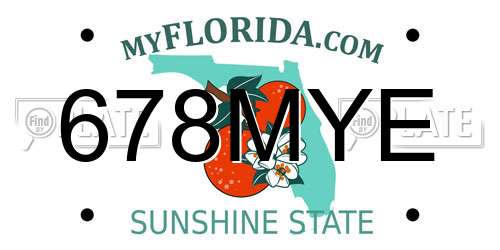 678MYE Florida License Plate