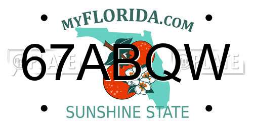 67ABQW Florida License Plate