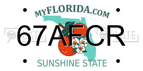 67AFCR Florida License Plate