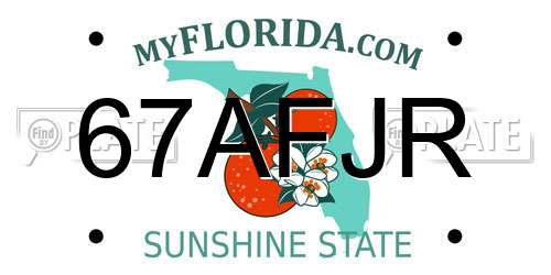 67AFJR Florida License Plate