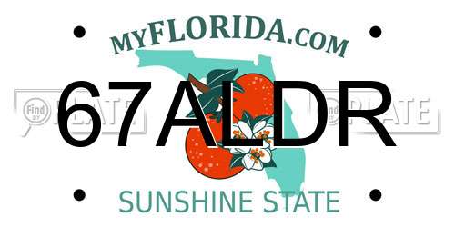67ALDR Florida License Plate