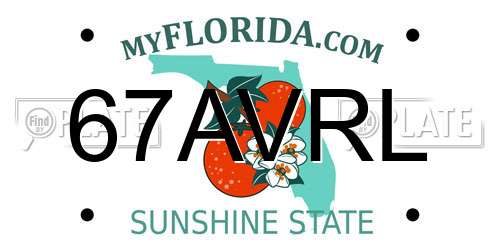 67AVRL Florida License Plate