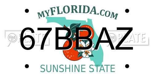 67BBAZ Florida License Plate